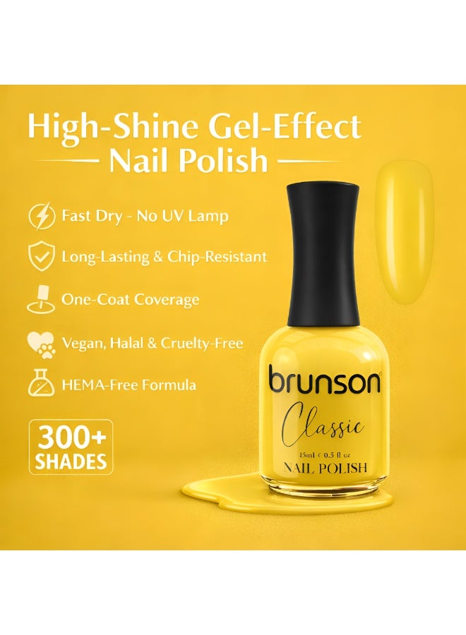 Brunson Classic Nail Polish 18ml Fast Dry Nail Lacquer Nail Harderner Normal Polish Glossy Gel Effect Quick Air Dry Long-Lasting Natural Nail Enamel Salon Quality Manicure Pedicure Regular Polish - Image 3